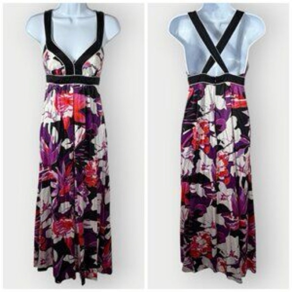 NWT Silk Banana Republic Floral Maxi Dress Built-in Bra Event Tropical Sz 0
